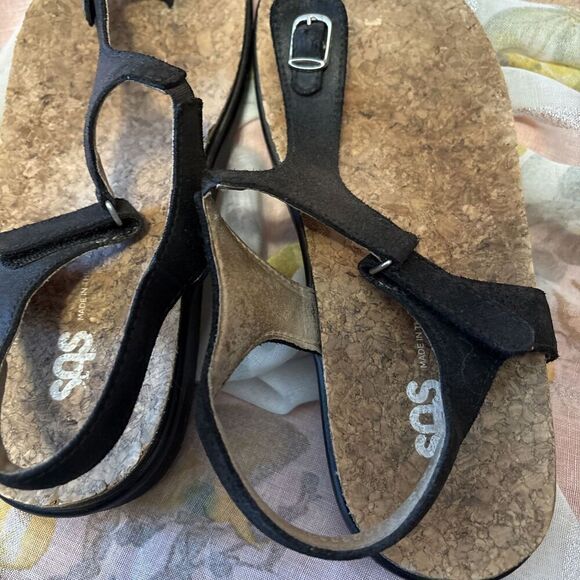 SAS EUC Sanibel  Sandal Size 10M Solid Black-Strap Slide Thong - Picture 5 of 9